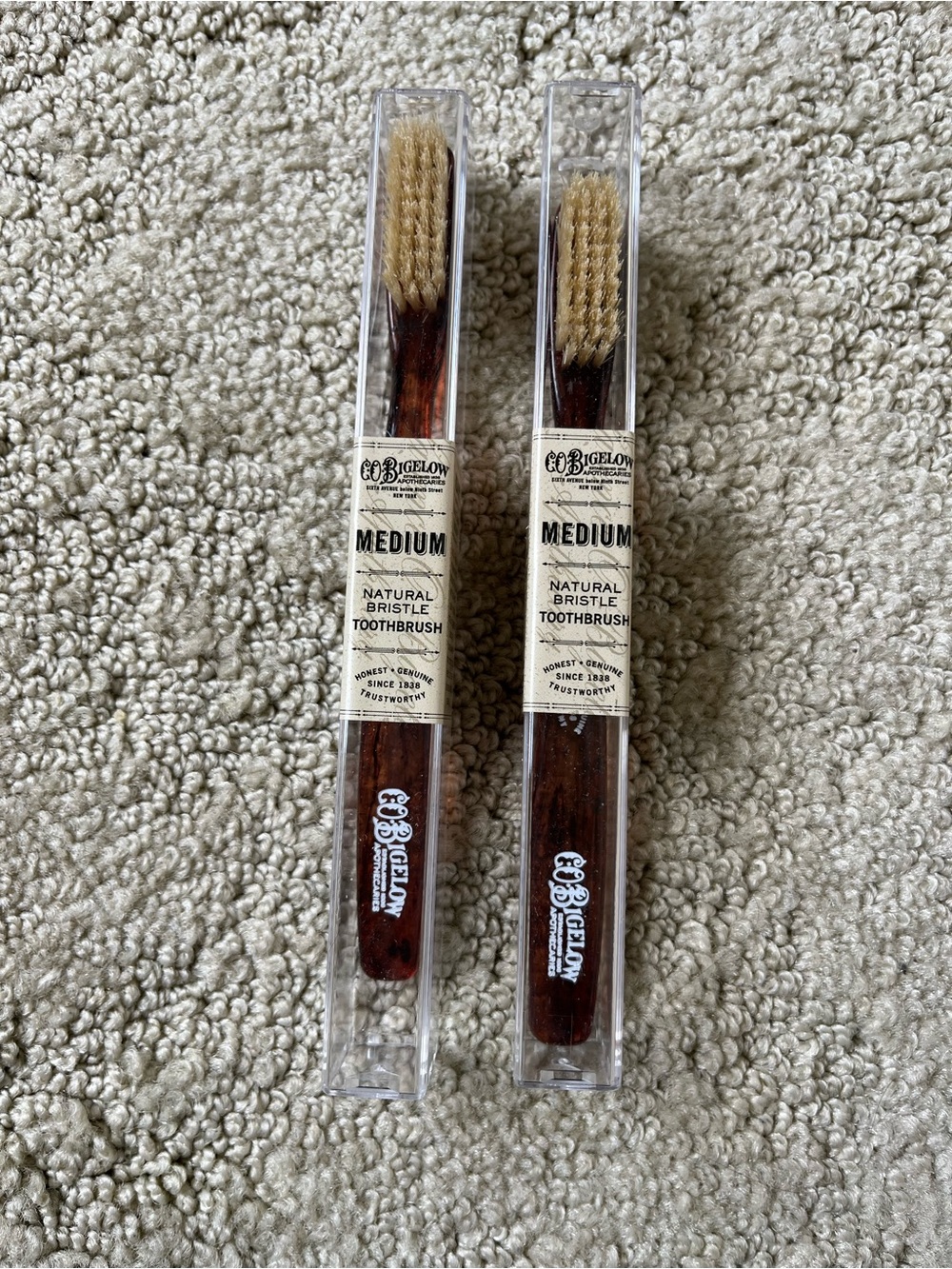 C.O. Bigelow Medium Bristle Toothbrushes SET OF TWO
*NEW AND SEALED*